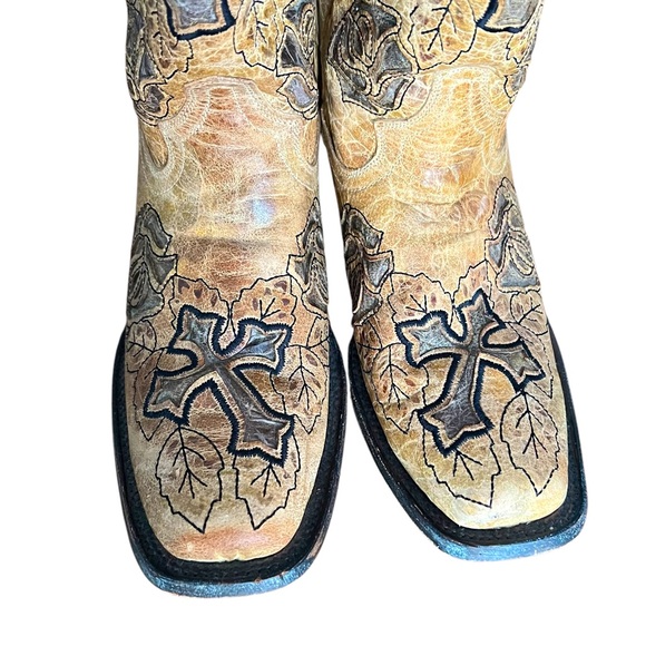 CORRAL Leather Rose & Cross Western Boots Cowgirl Women’s Size 7 FAST SHIPPING - Picture 3 of 14